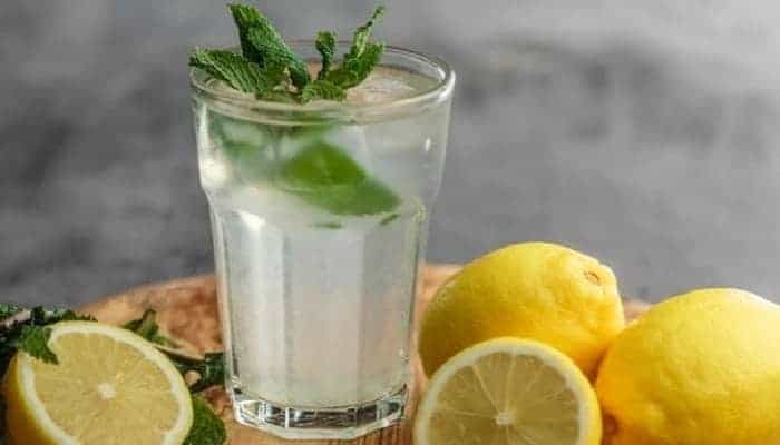 glass of lemon juice with mint