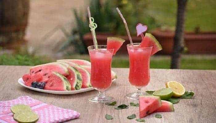 two glassesof watermelon juice